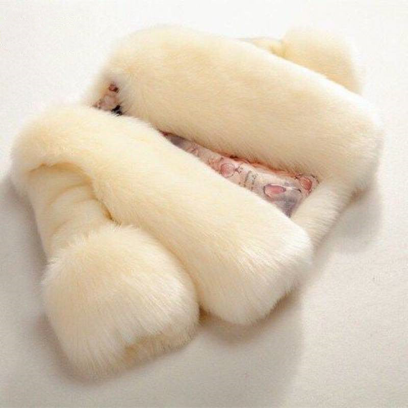 Girls' Faux Fox Fur Thickened Cotton Coat for Kids