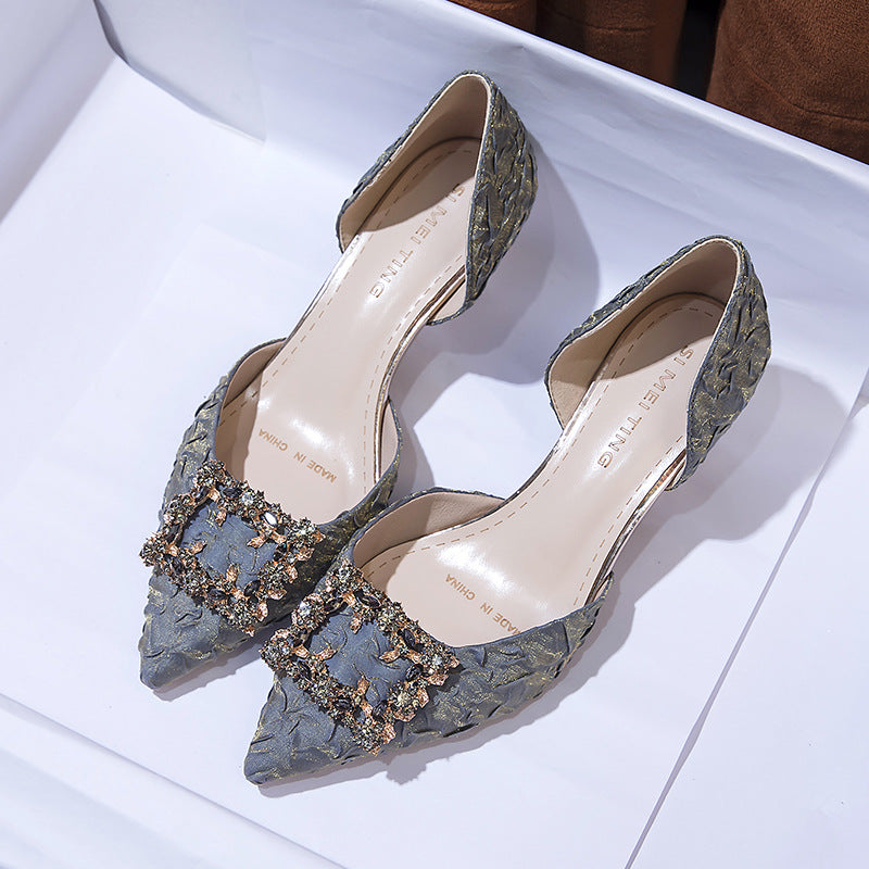 Pointed Buckle Hollow High Heeled Shoes for Women
