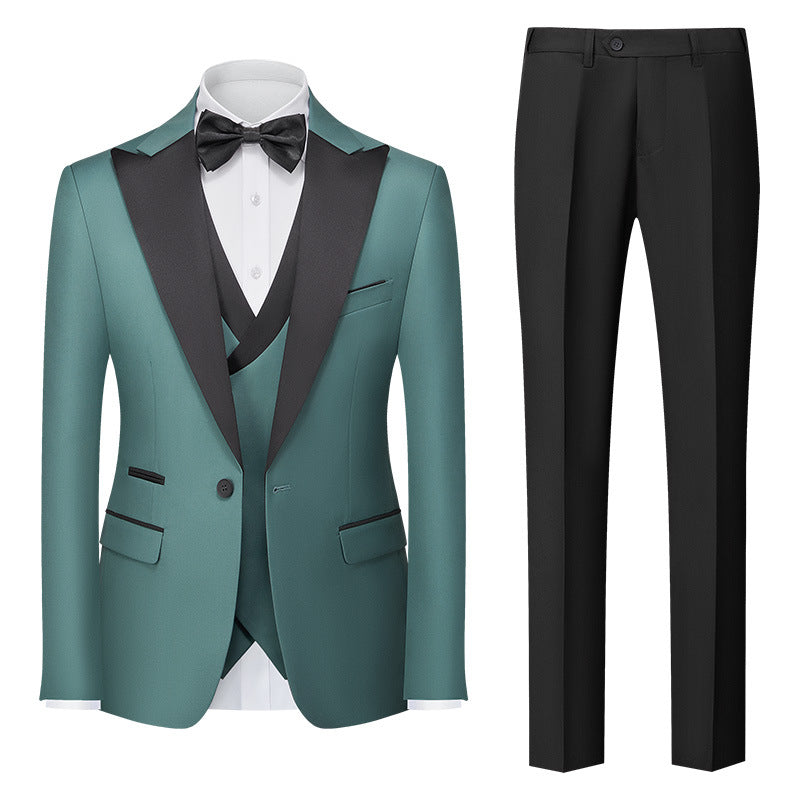 Men's Slim-Fit Three-Piece Cotton Blend Suit