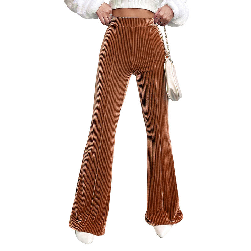 Women’s Corduroy High Waist Wide-Leg Casual Pants