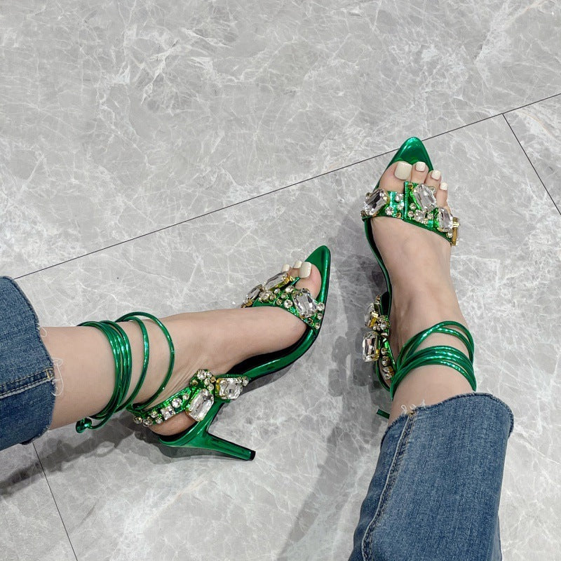 Women's Satin Stiletto Heels Low with Cold Noodles Sesame Sauce Design