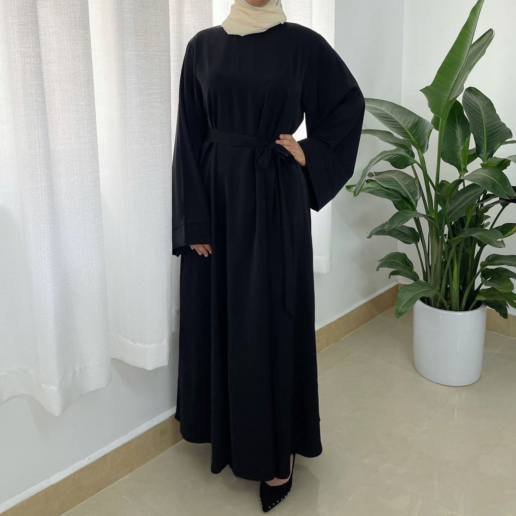 Plus Size Elegant Muslim Long Sleeve Dress with Zipper