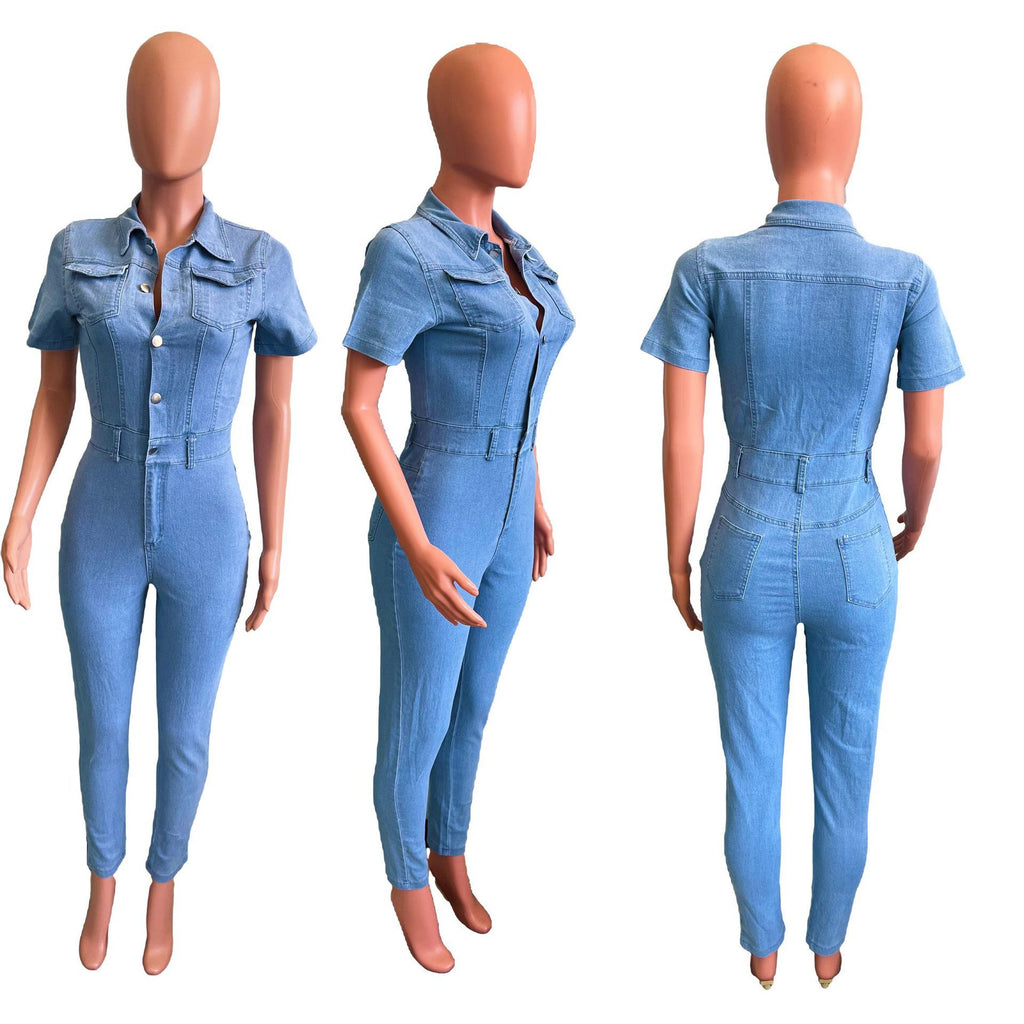 Women's Fashion Skinny Denim Jumpsuit Jeans