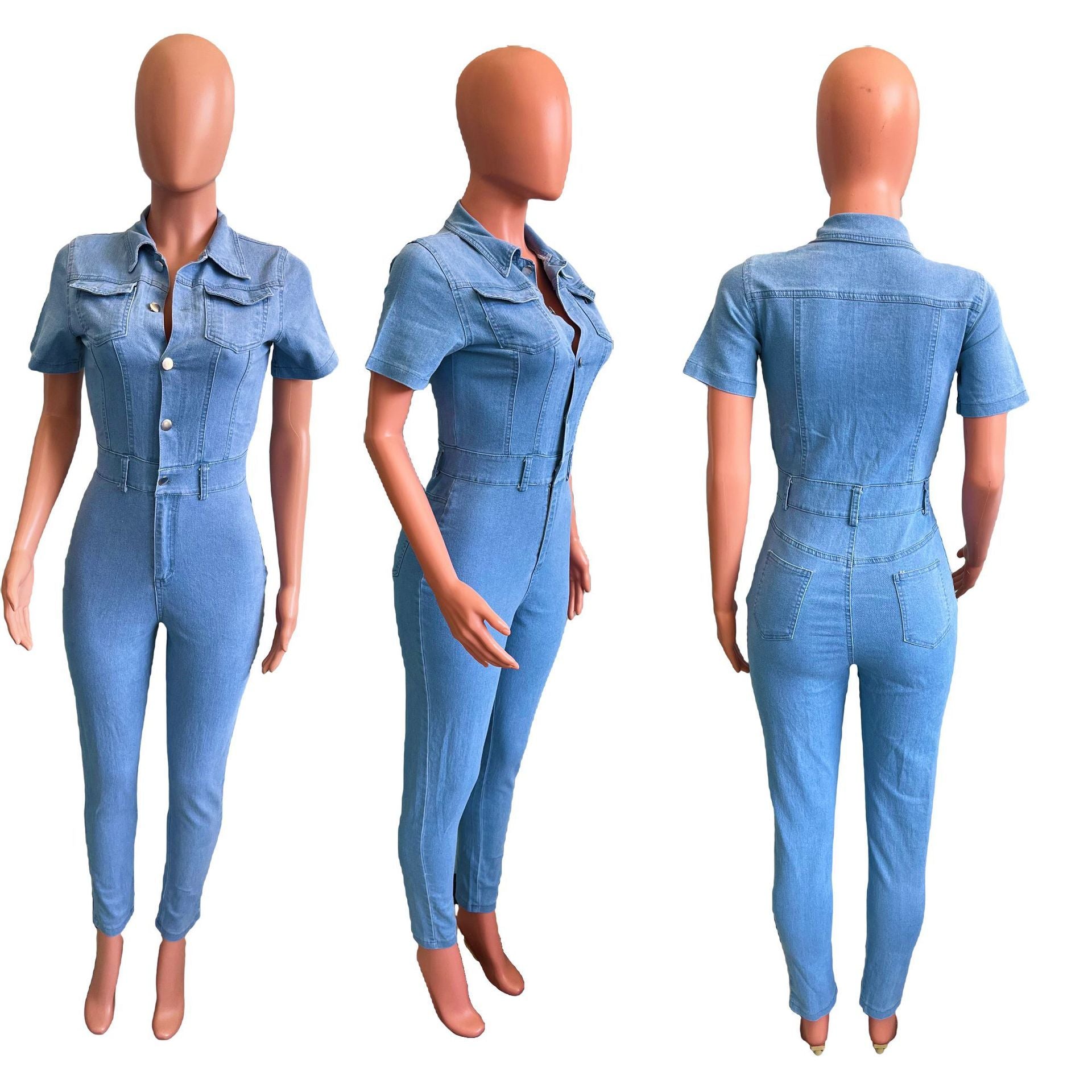 Women's Fashion Skinny Denim Jumpsuit Jeans