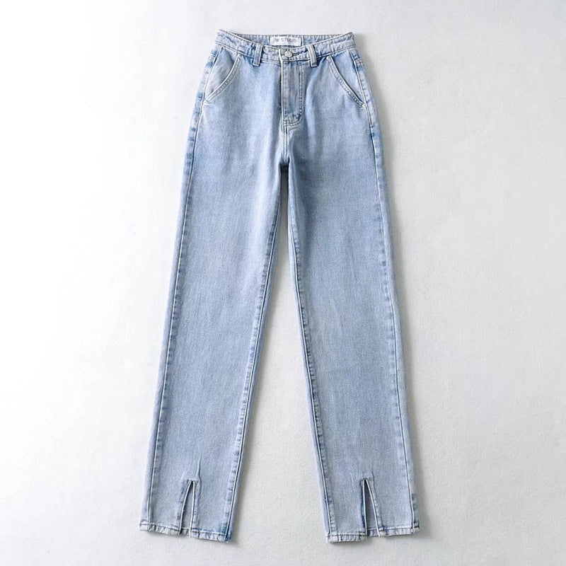 Pantalon en jean amincissant taille haute rétro américain