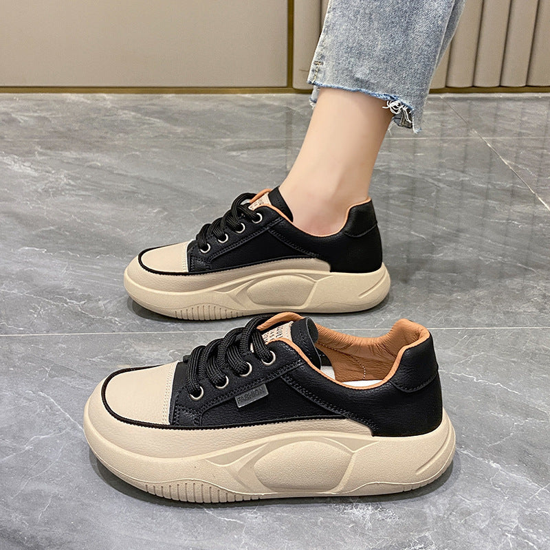 White Women's Leather Breathable Casual Student Shoes