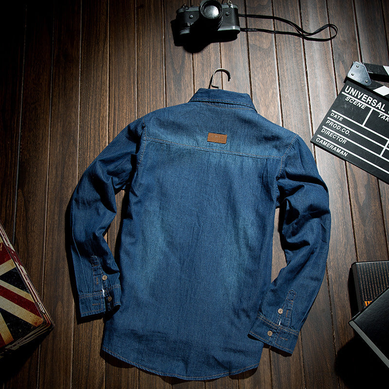 Men's Slim Fit Denim Shirt Jacket Long Sleeve Thin Spring Autumn