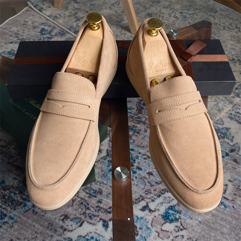Handmade Genuine Leather Men's Casual Apricot Shoes Size 38-44