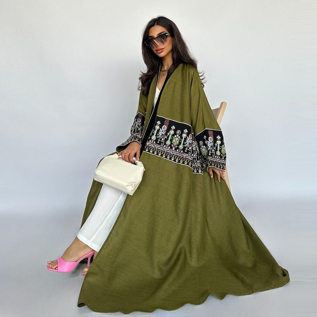 Women's Middle East Embroidered Long Sleeve Cardigan Robe