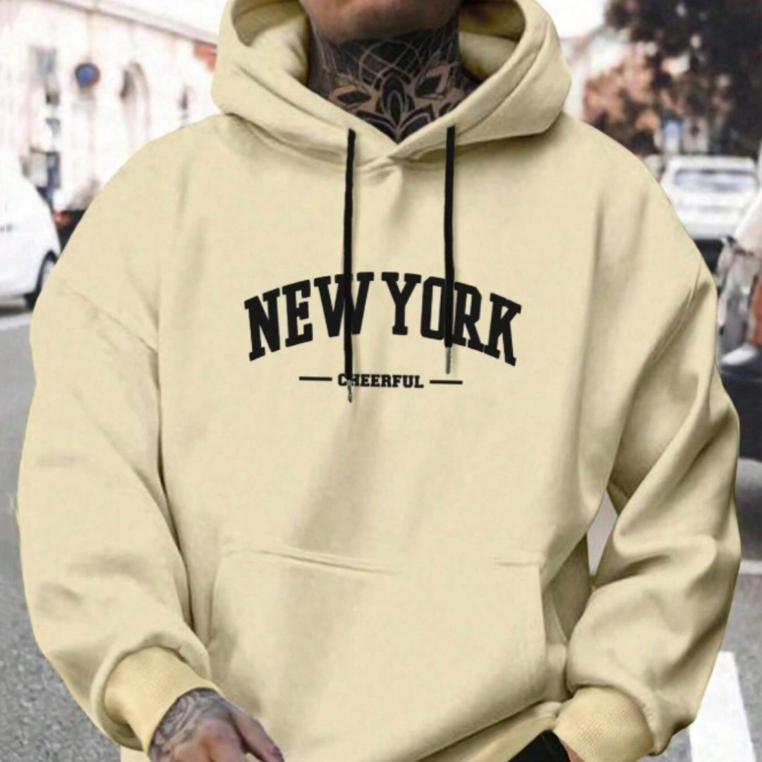 Men's Casual Retro Loose Hooded Pullover Sweater