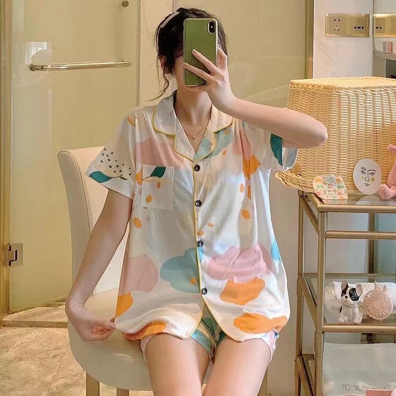 Ensemble de pyjama fin à cardigan pour femme, style japonais, dessin animé mignon