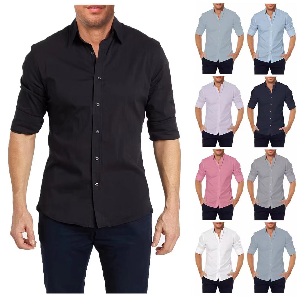 Men's Summer Long Sleeve Solid Color Button Cardigan