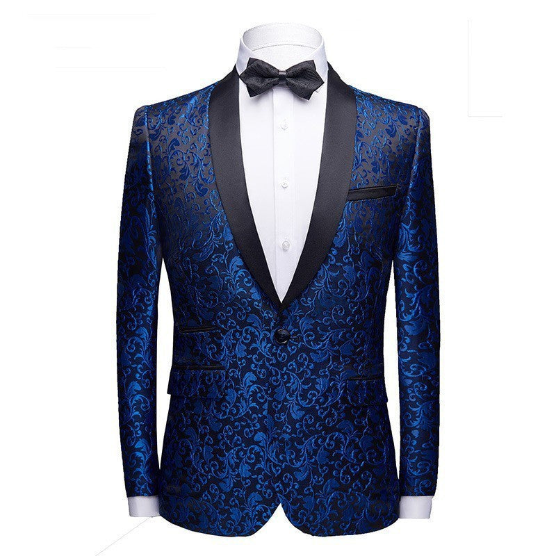 Men's Slim Fit Floral Small Blazer in Black, Blue, Wine Red & Ivory White