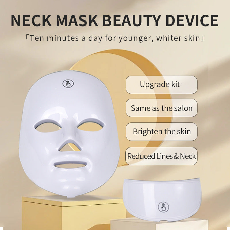 White Rechargeable Colorful LED Facial Beauty Mask with USB Charging