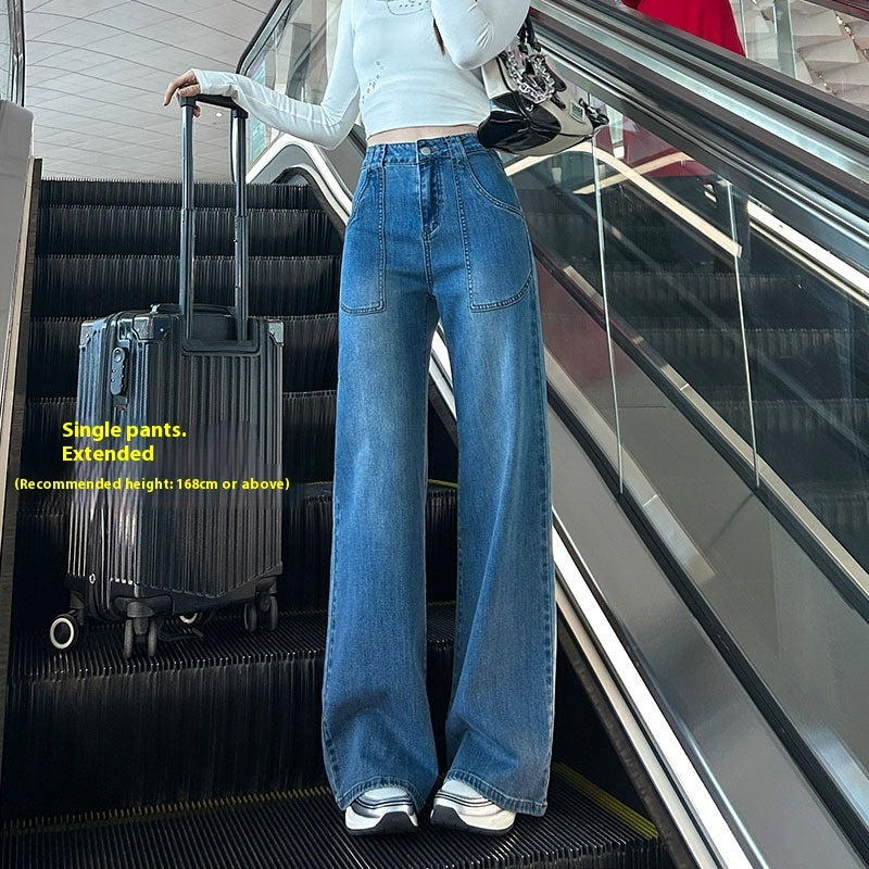 Women's High Waist Straight Jeans Loose Wide Leg