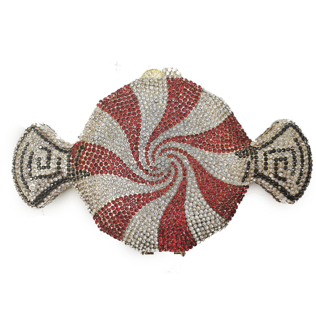 Mini pochette ornée de diamants fantaisie, de bonbons et de perles