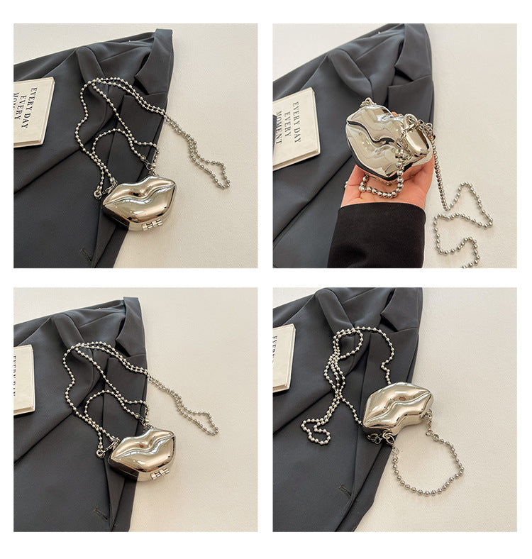 Personalized Lip Shape Shiny Shoulder Bag