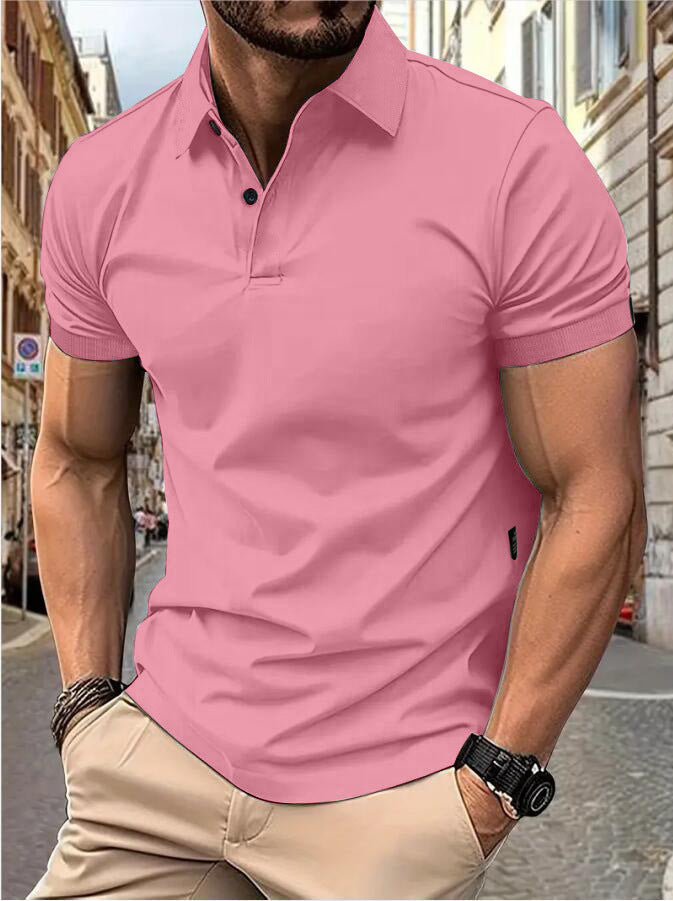 Men's Summer Solid Color Slim Fit Short Sleeve Tops