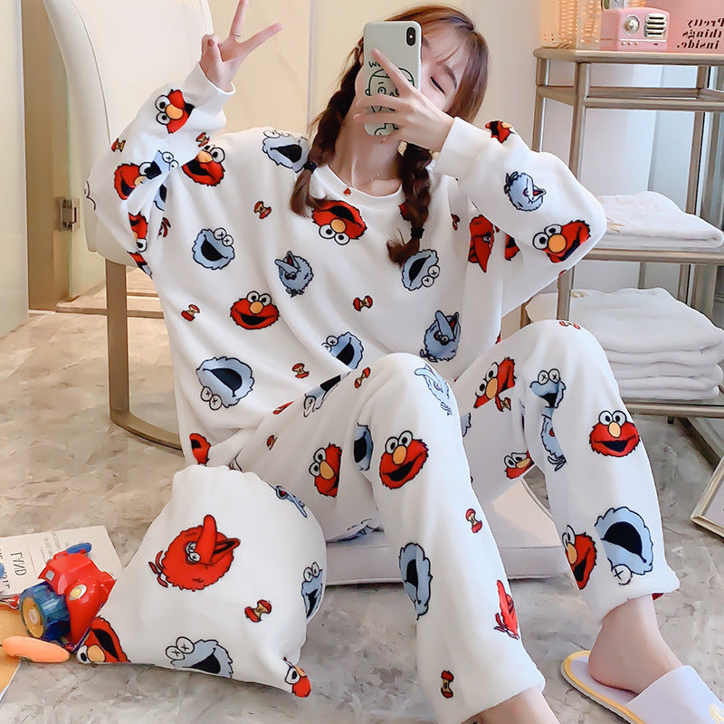 Coral Fleece Thickened Padded Winter Pajamas for Women