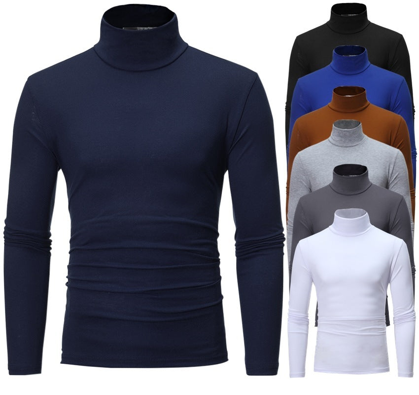 Haut T-shirt fin à manches longues et col montant en soie de lait