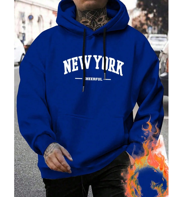 Men's Casual Retro Loose Hooded Pullover Sweater