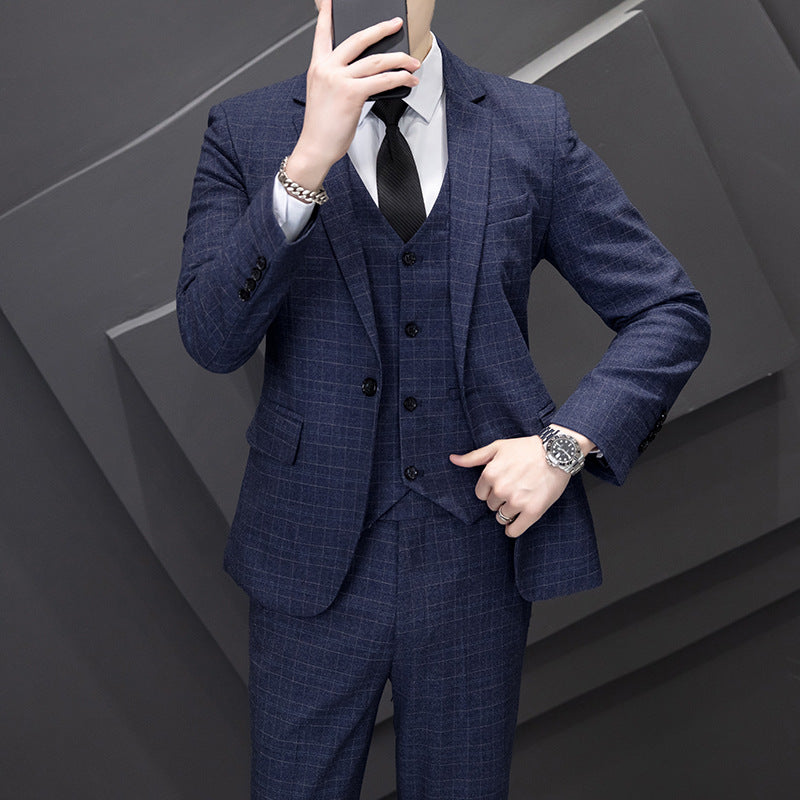 Men's Slim Fit Three-Piece Leisure Suit for Youth