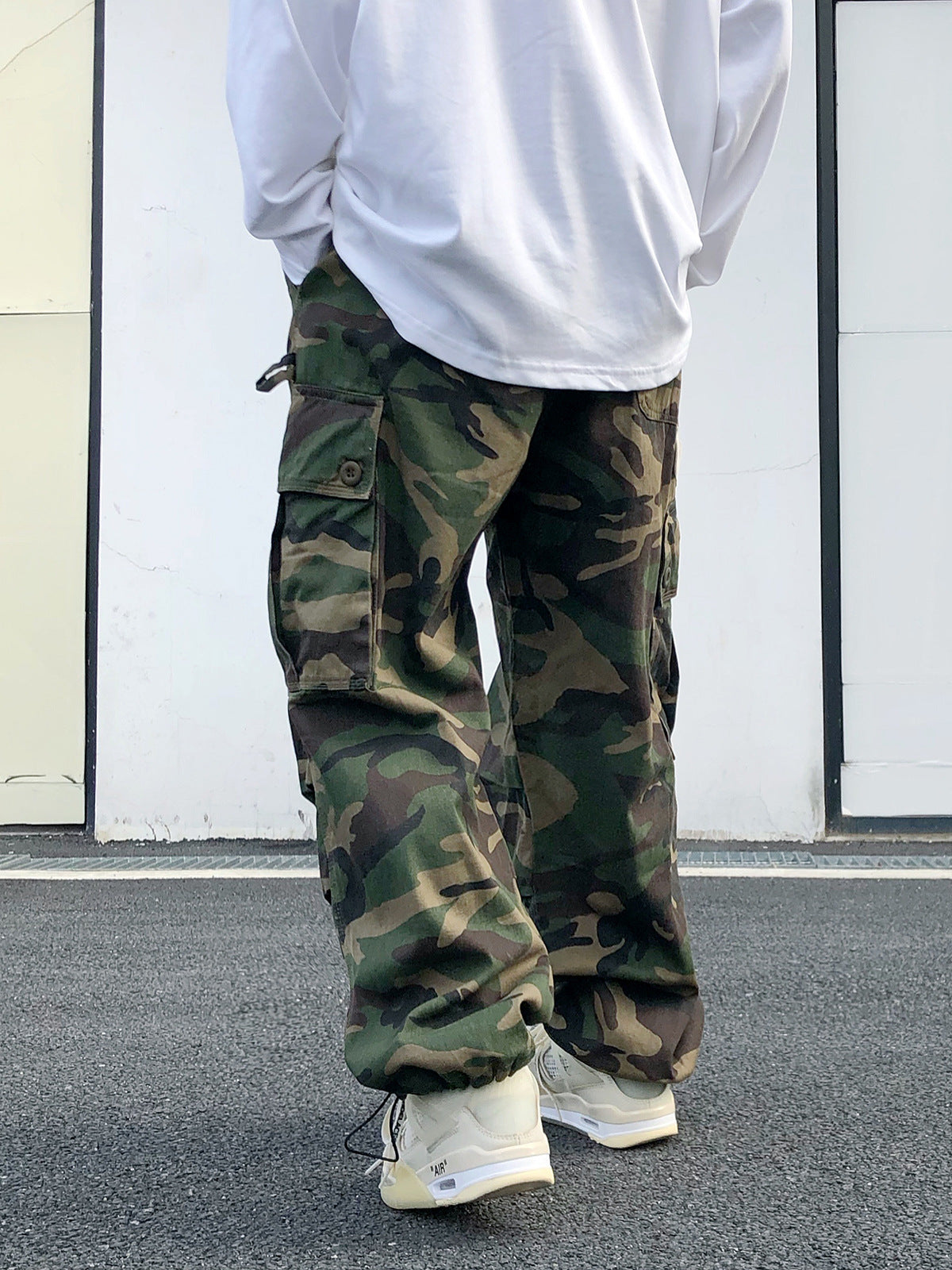 Camouflage Street Hip-hop Green Loose Tappered Overalls Casual Sports Style