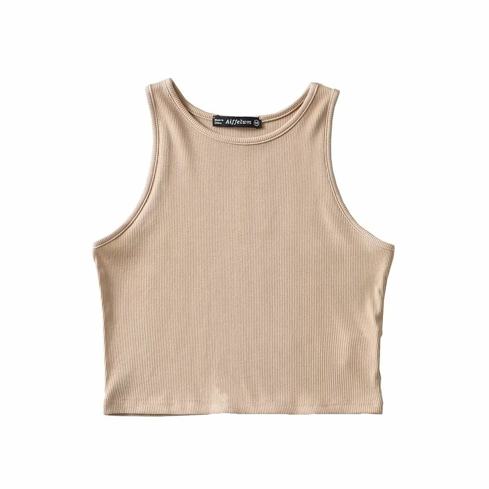 Women's Solid Color Cotton Fitness Jersey Tank Top