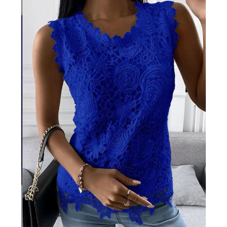 Women’s Floral Lace Vest Summer Top S-5XL