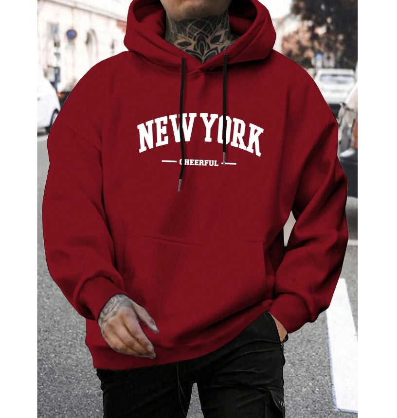 Men's Casual Retro Loose Hooded Pullover Sweater