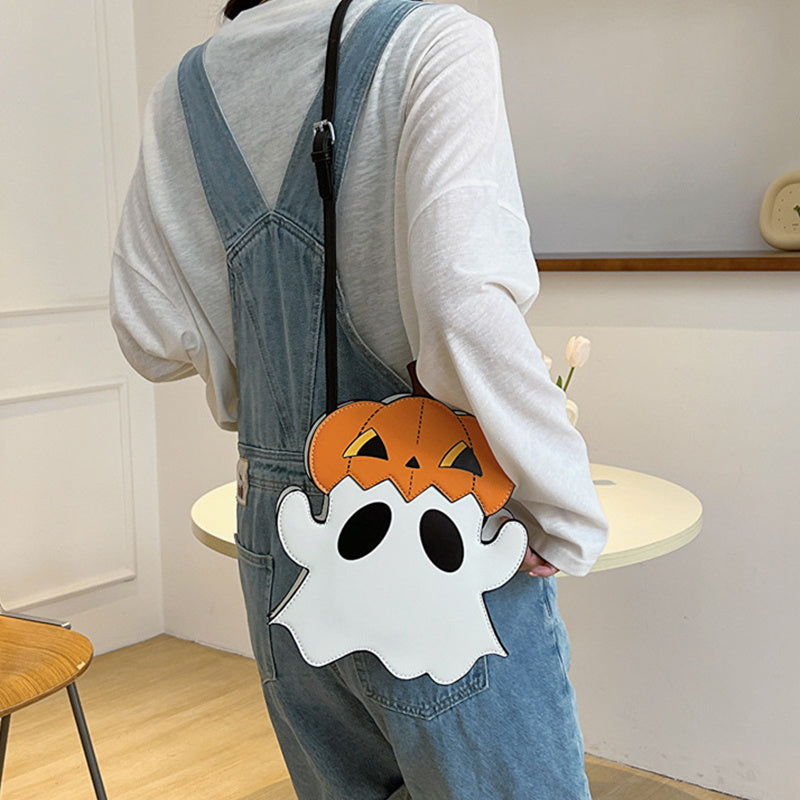 Cute 3D Cartoon Pumpkin Ghost PU Messenger Bag