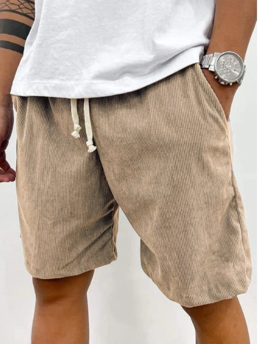 Men's Corduroy Drawstring Shorts with Pockets – Casual Summer Pants