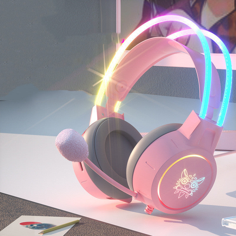 Wired Gaming Headset with LED Light-Emitting Microphone