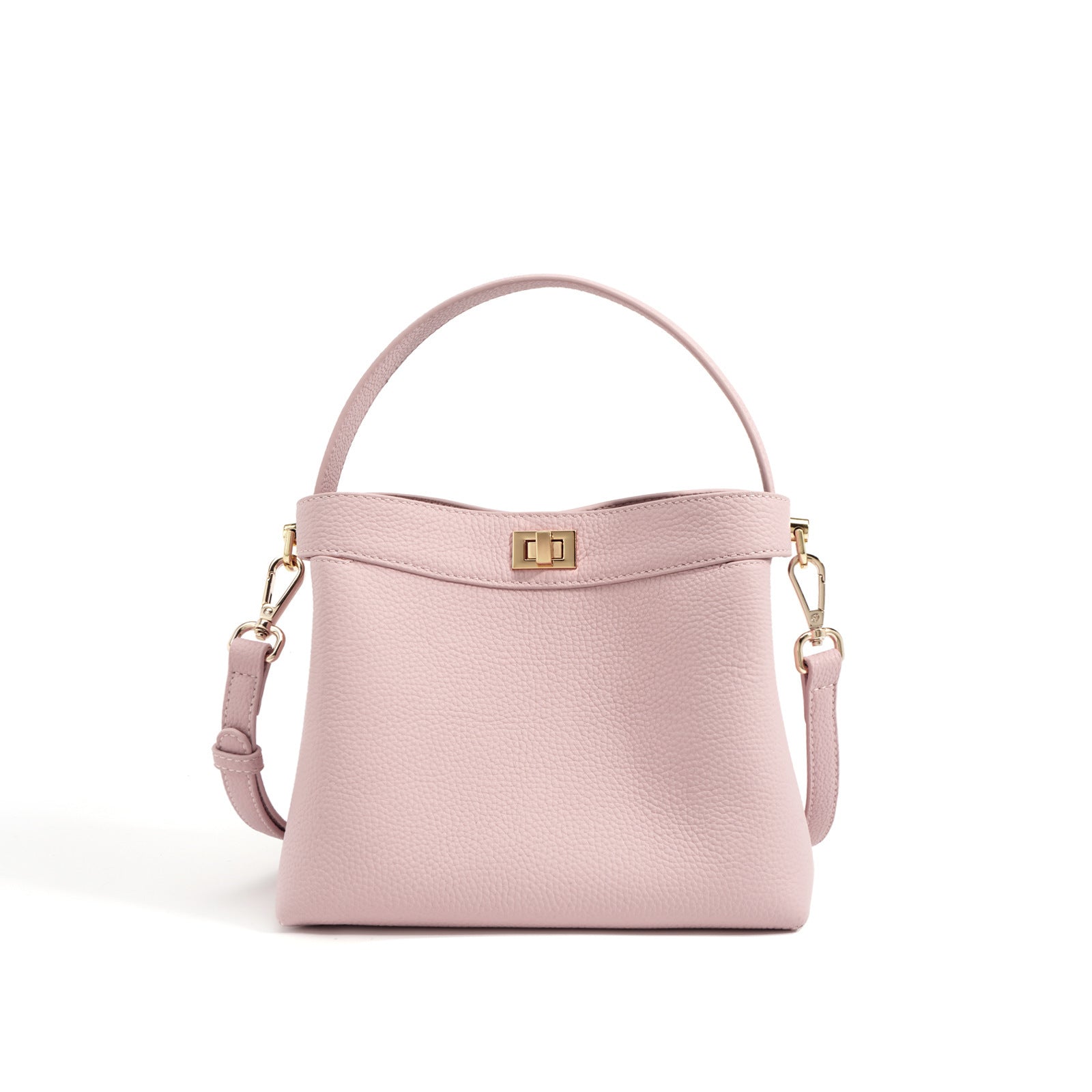 Women's Genuine Leather Bucket Crossbody Bag - Versatile, Simple, 20cm