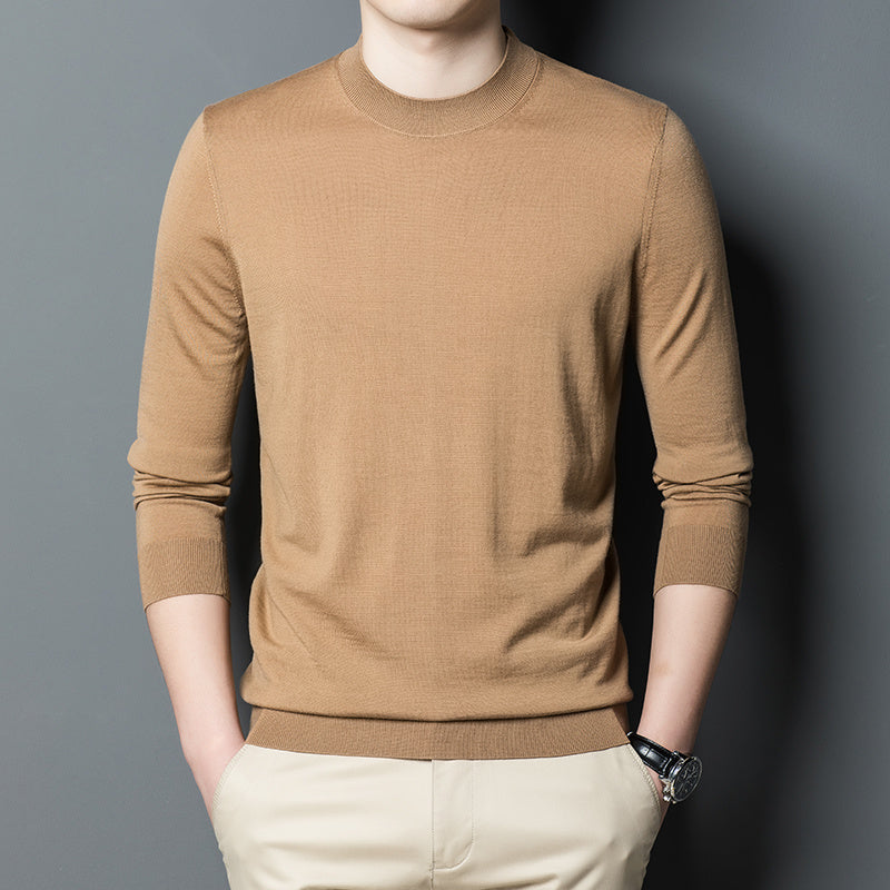 Men's Crew Neck Solid Color Knit Sweater