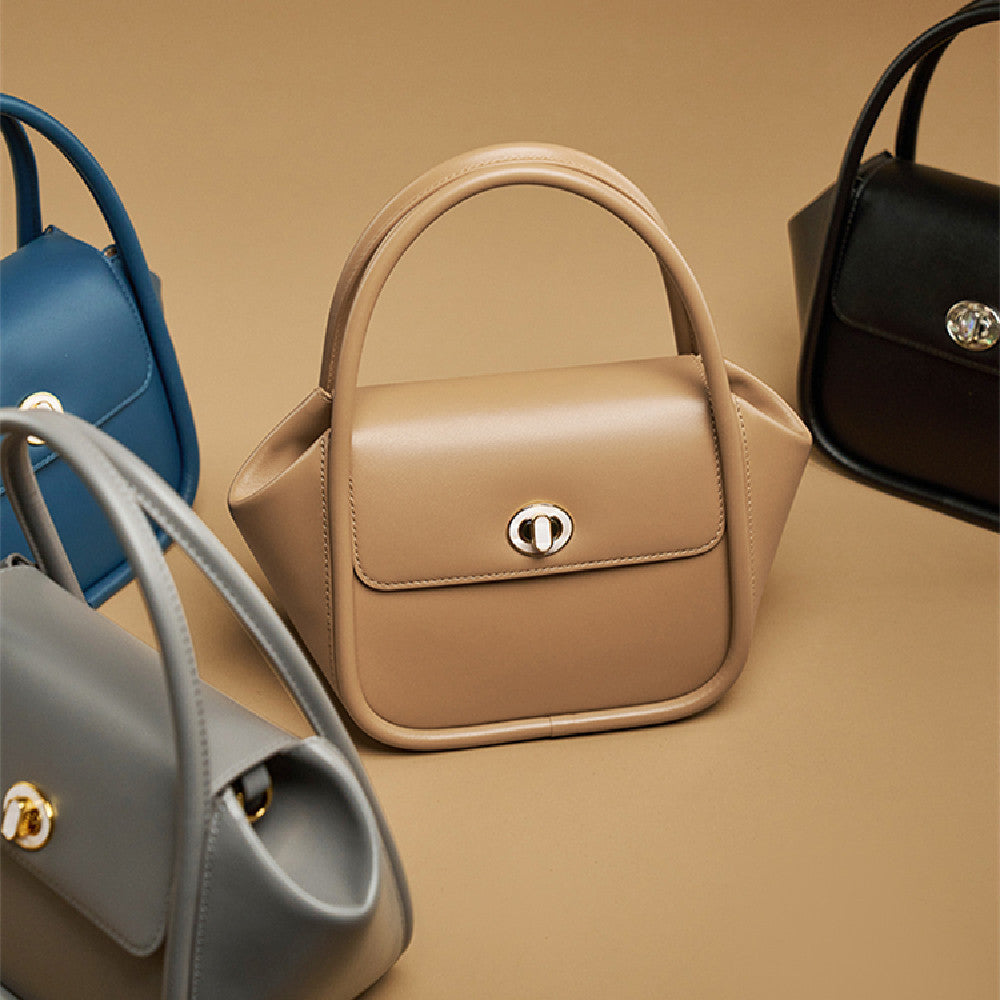 Leather Wing Tote Crossbody Bag with Buckle Closure