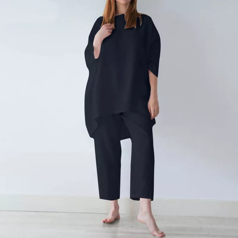 Women's Loose Fit Cotton Linen Two-Piece Set