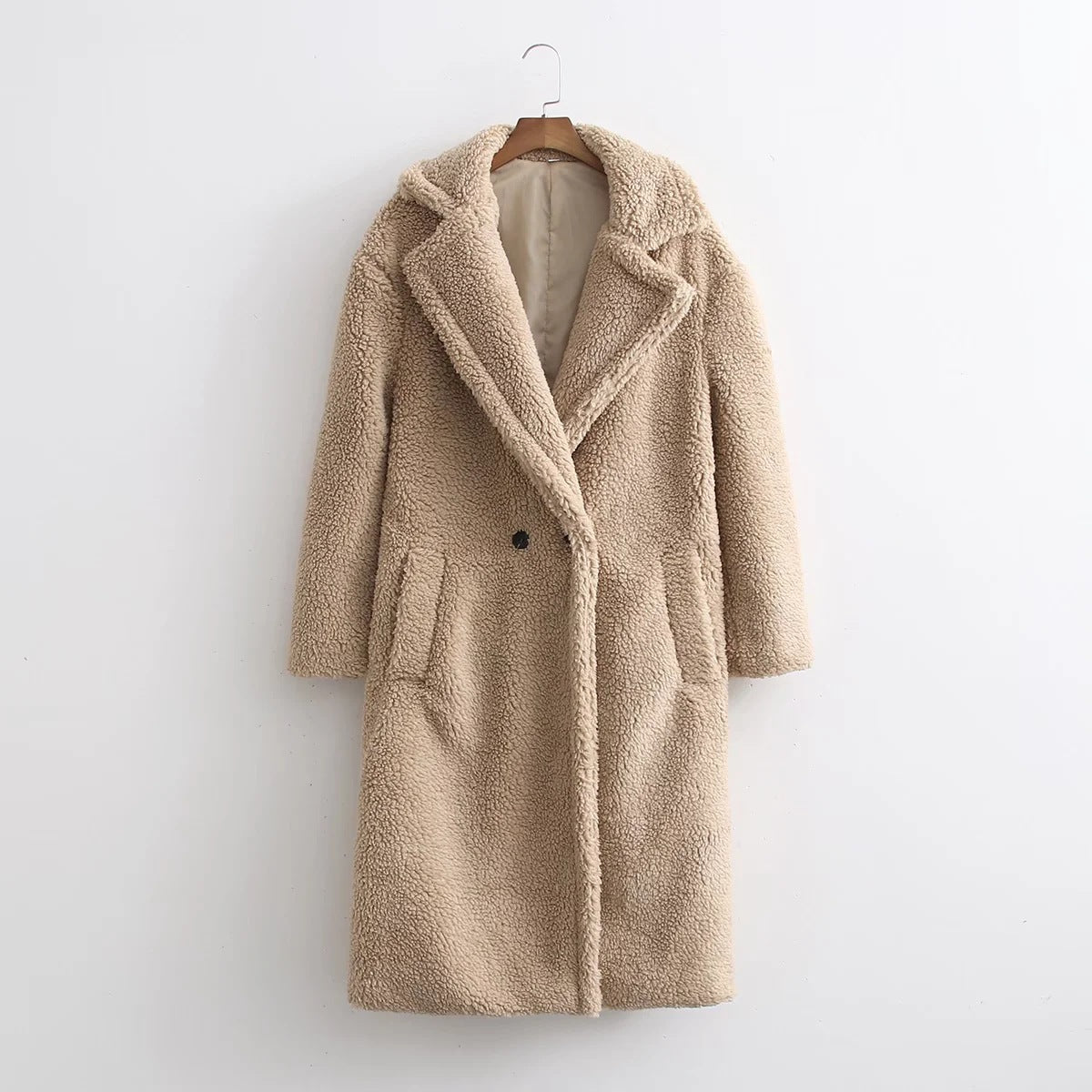 Manteau long en laine d'agneau pour femme