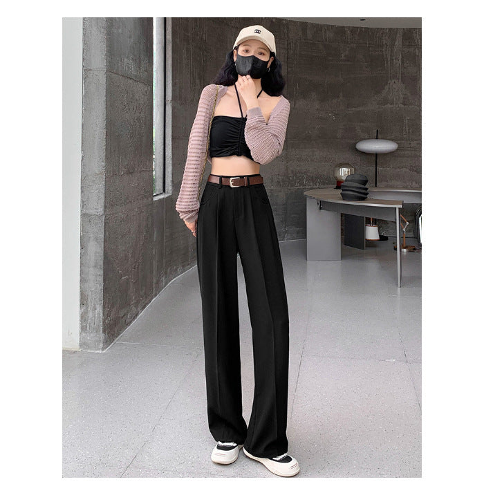 High Waist Straight Leg Suit Pants for Women