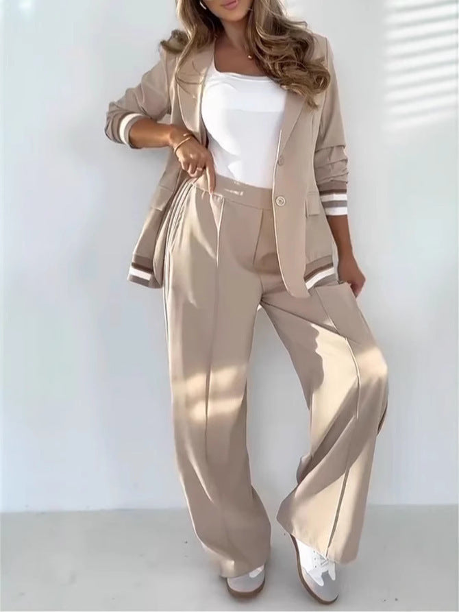 Fashion Rib 2-Piece Women's Suit Jacket & Trousers