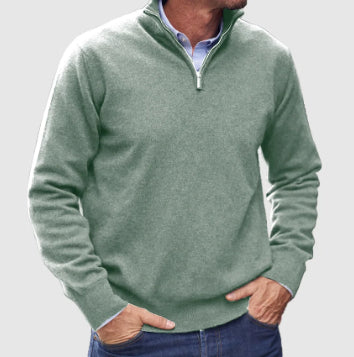 Men's Slim Fit Stand Collar Zipper Sweater Long Sleeve Knitted Pullover
