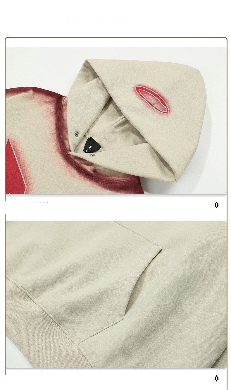 Hooded Sweater Hand-painted Crack Printing