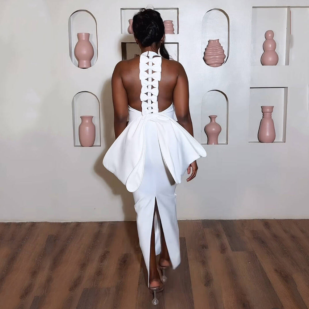 Women's Big Bow Backless Bandage Dress Party Gathering Formal Dress