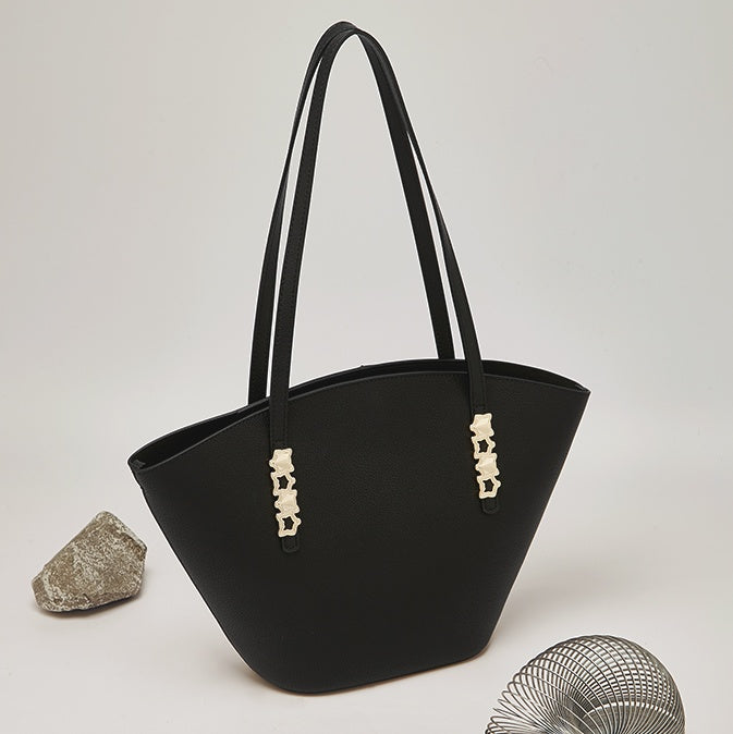 Large Capacity Cow Leather Basket Shoulder Bag