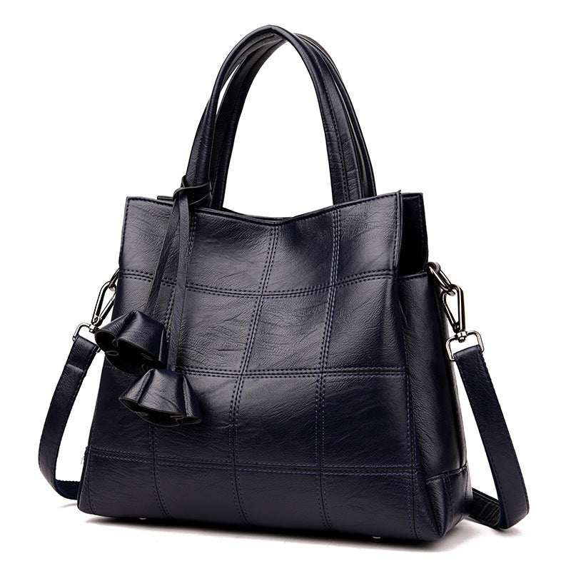 Soft PU Leather Three-Layer Large-Capacity Shoulder Bag with Tassels
