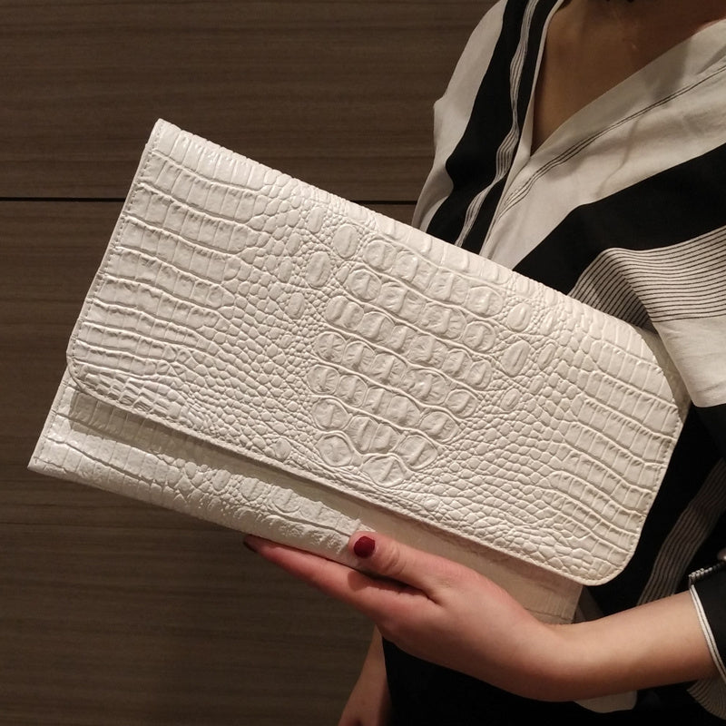 Leather Ladies Large-Capacity Crocodile Pattern Clutch Bag