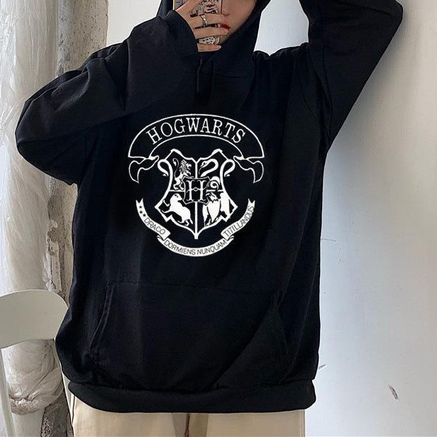 Autumn Winter Casual Loose-Fit Printed Hoodie Sweater