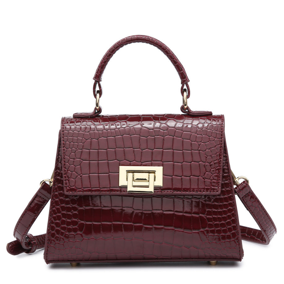 Women's Medium PU One-Shoulder Crocodile Pattern Messenger Bag