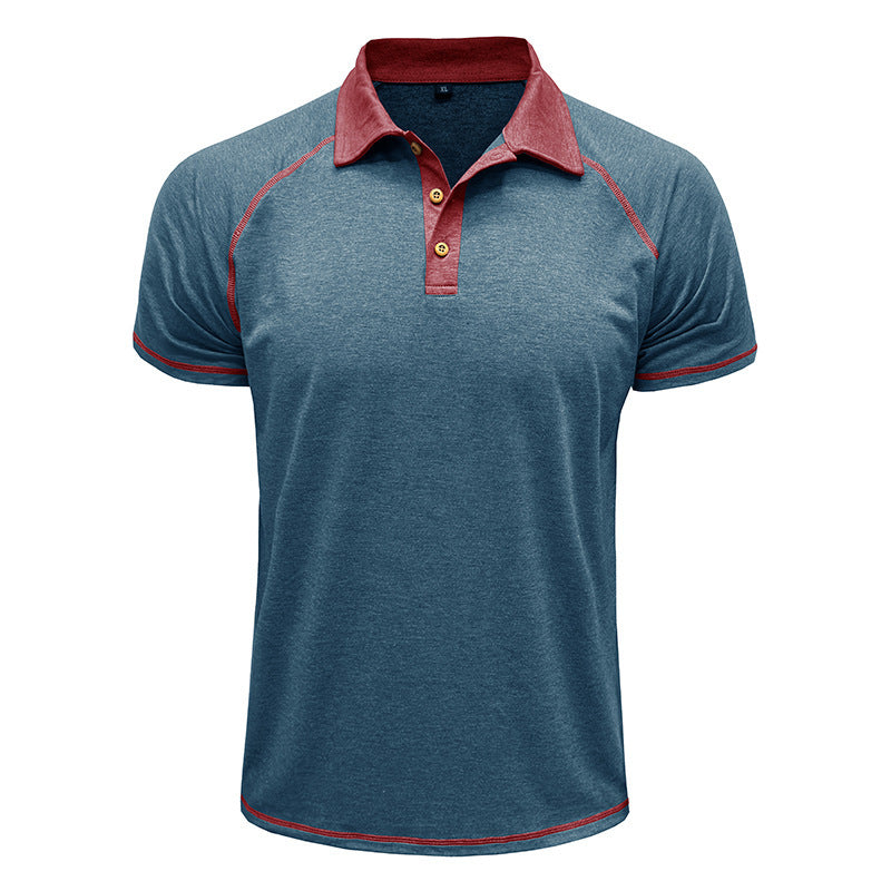 Men's Short-Sleeve Lapel Polo T-Shirt Polyester Fiber