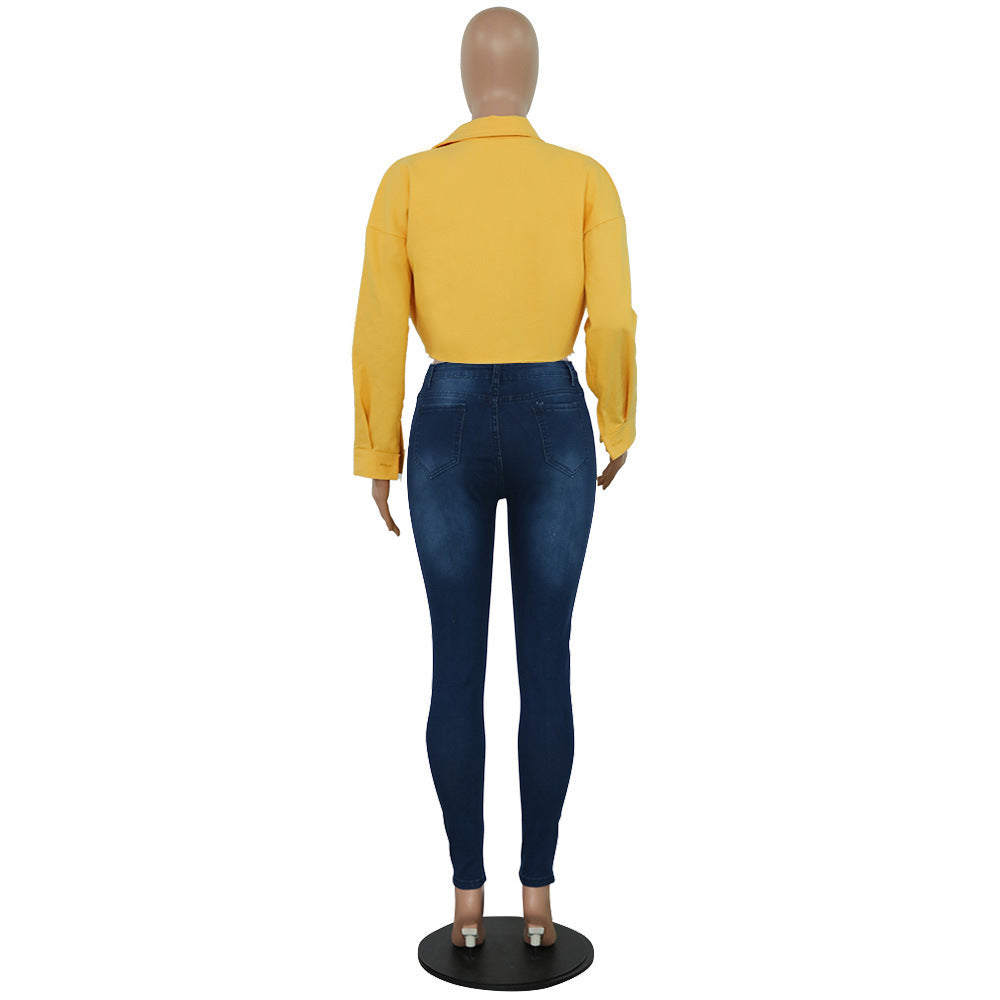 Women Streetwear Denim Jacket Outwear Bodycon Jeans Jackets